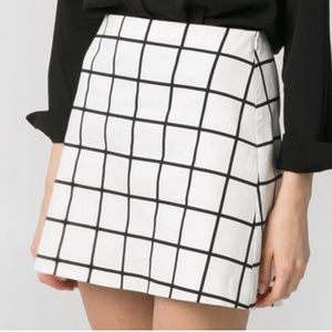 Mango black and white mini skirt